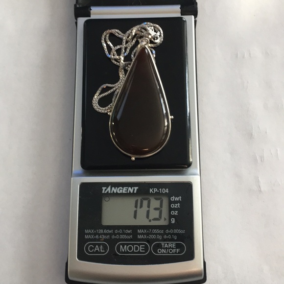 Natural sard agate sterling silver pendant & chain - Picture 9 of 12